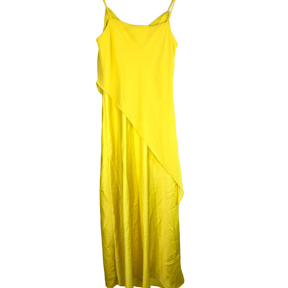 Saunders Collective Lara Dress Midi Side Slit Yellow  US 4 - Picture 9 of 15